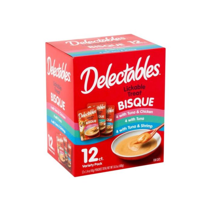 Delectables Lickable Treat Bisque for Cats Variety Pack, 1.4 oz, 12 count