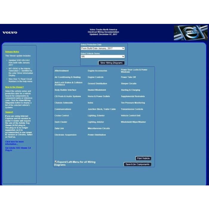 Volvo Trucks North America Electrical Wiring Diagram Documentation EWD USB & CD