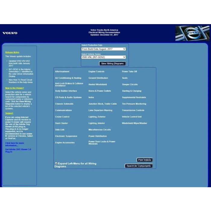 Volvo Trucks North America Electrical Wiring Diagram Documentation EWD USB & CD