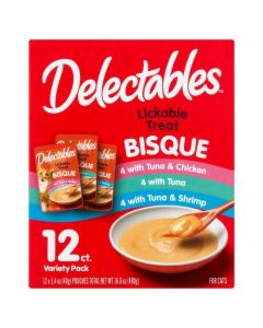Delectables Lickable Treat Bisque for Cats Variety Pack, 1.4 oz, 12 count